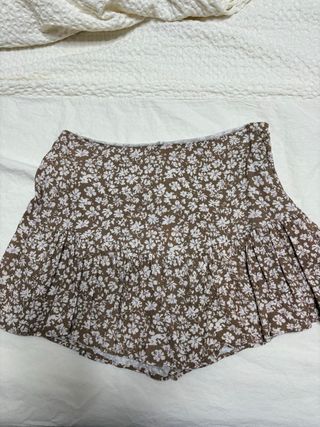 Falda Zara floral marrón talla XS