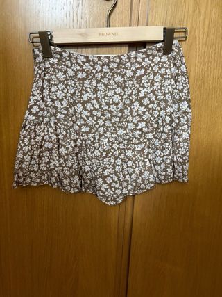 Falda Zara floral marrón talla XS