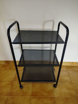 Carro auxiliar metálico negro 3 estantes