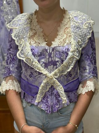 Traje de Fallera Morado y Plateado
