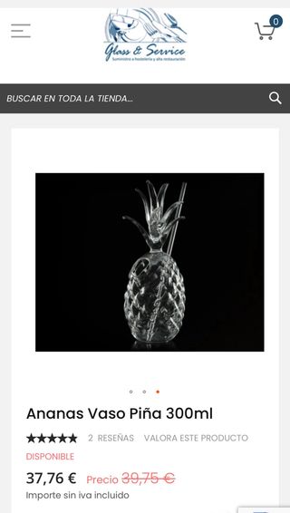 Vaso Piña con Pajita de Cristal