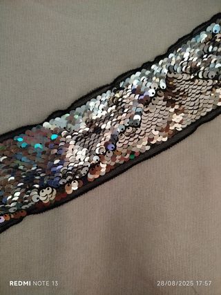 Felpa con paillettes rosa antico