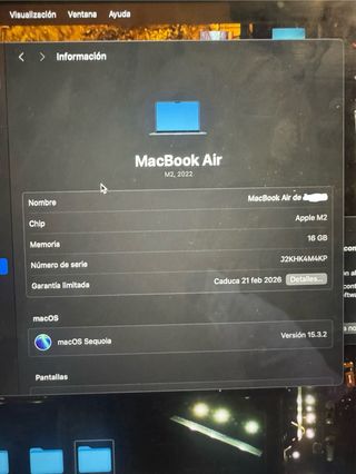 MacBook Apple Space Gray 16 G de RAM