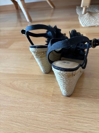 Sandalias H&M Plataforma Esparto Talla 38 Flores