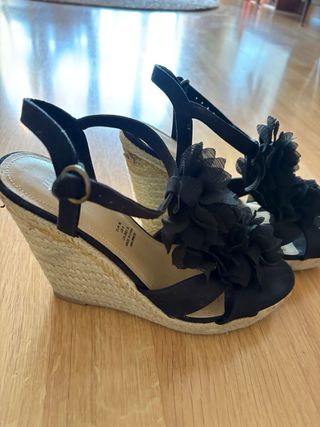 Sandalias H&M Plataforma Esparto Talla 38 Flores