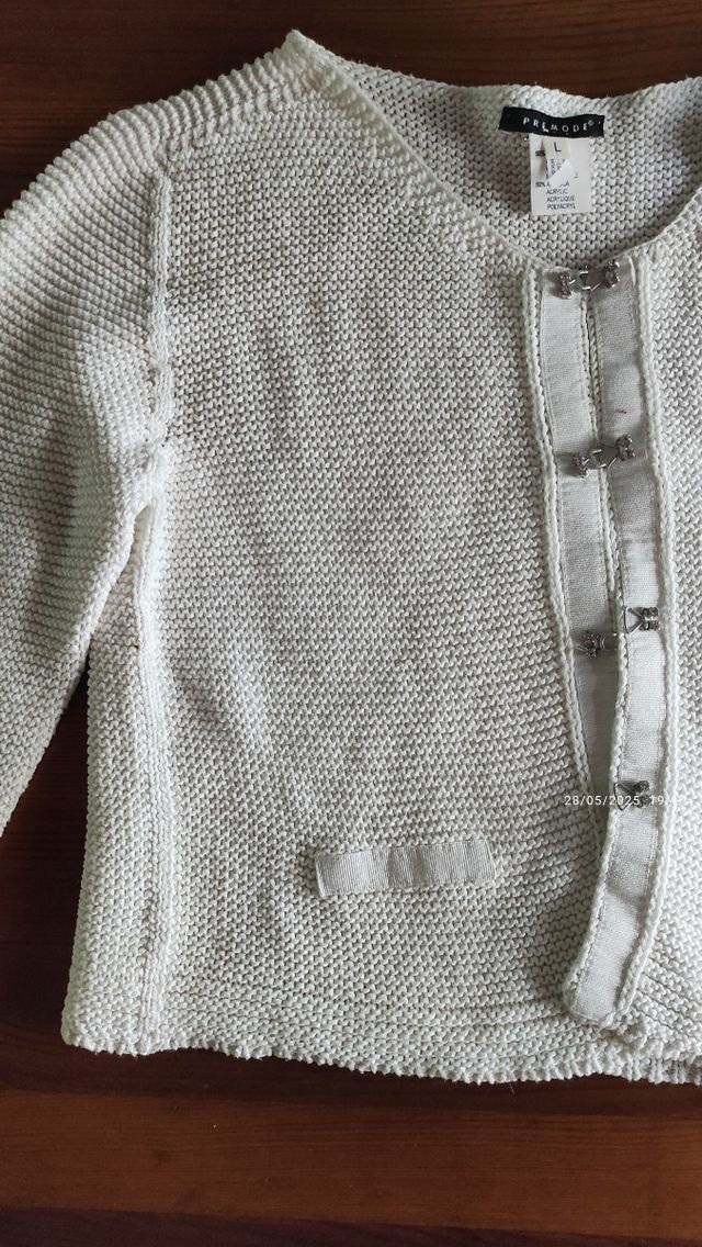 Cardigan corto PREMODA bianco con brillantini