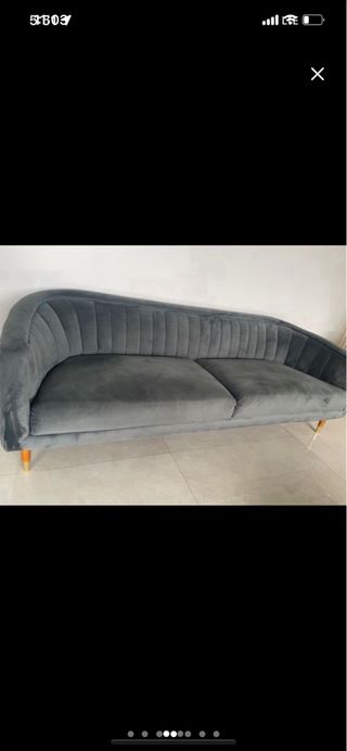 Sofá Conjunto gris I verde de terciopelo