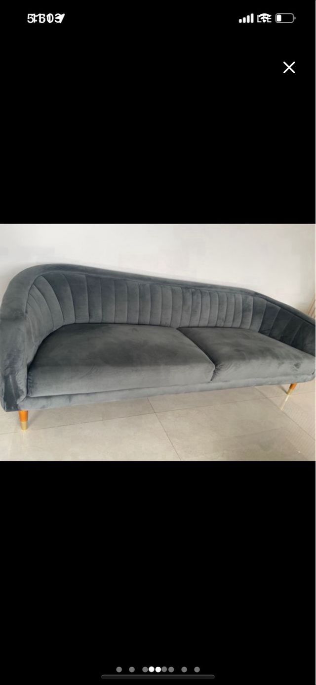 Sofá Conjunto gris I verde de terciopelo