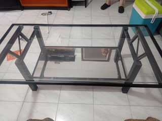 Mesa de centro cristal y hierro