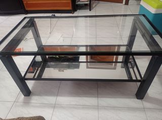 Mesa de centro cristal y hierro