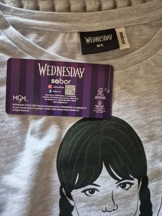 Pigiama cotone Wednesday grigio nero