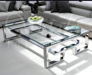 Mesa Centro Diseño Acero Inox y Cristal