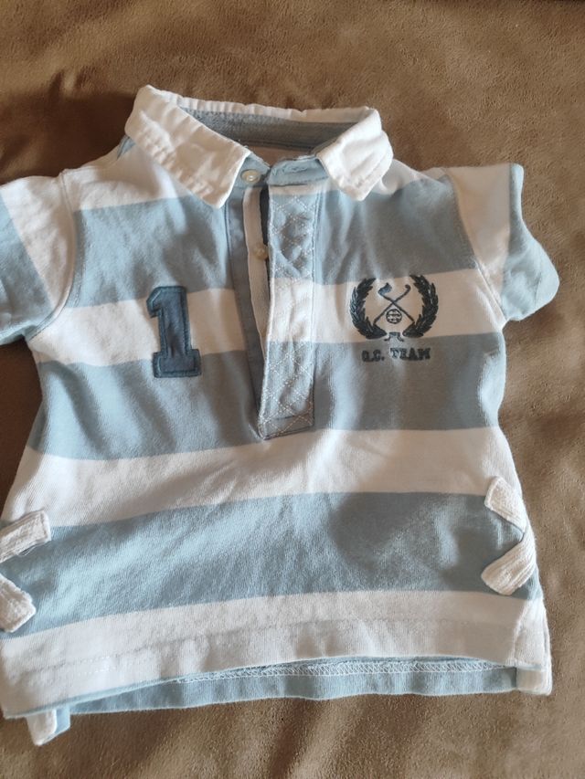 Polo Rayas Azul y Blanco Bebé 18 Meses