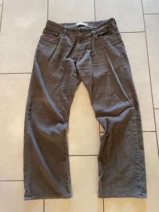 Pantaloni Velluto Grigio Vintage Relaxed