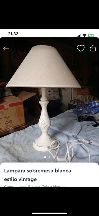 Lámpara de sobremesa blanca estilo vintage