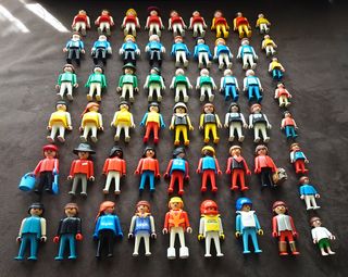 Lote 56 muñecos BICOLOR Playmobil vintage Geobra