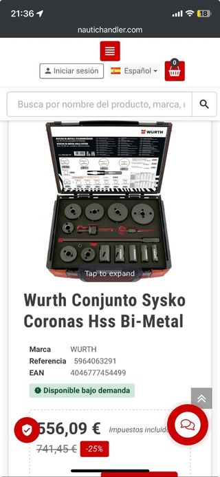 Maletín conjunto Sysco HSS Coronas Bi-metal Wurth