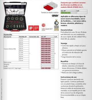 Maletín conjunto Sysco HSS Coronas Bi-metal Wurth