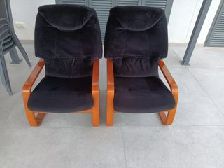 2 Hamacas de terciopelo y madera