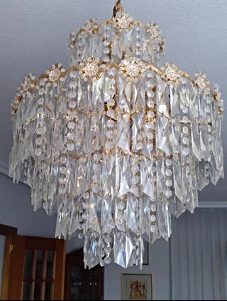 Lámpara Metal y cristal tallado estilo Swarovski.