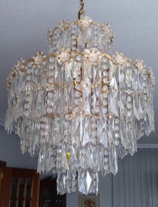 Lámpara Metal y cristal tallado estilo Swarovski.