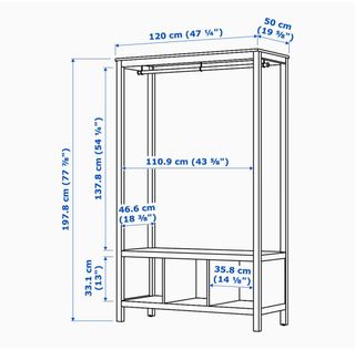 Armario Abierto Blanco Ropero 120x50x197cm.