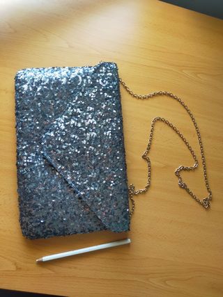 Bolso de fiesta lentejuelas plateado 