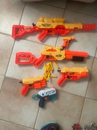 Lote 4 Pistolas Nerf y X-Shot