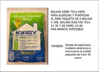 Kirby aspirador bolsas accesorios servicio técnico