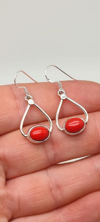 Pendientes Plata y Coral Rojo