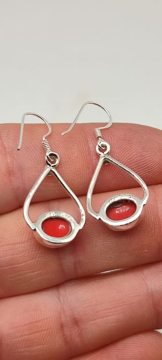 Pendientes Plata y Coral Rojo