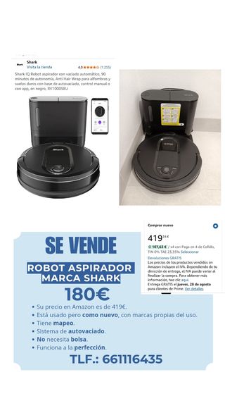 Robot Aspirador Shark IQ Negro