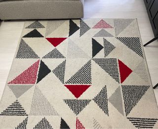 Mesa centro transparente y alfombra 133/190