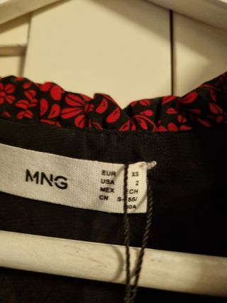 Blusa Mango Mujer Estampada Flores Roja