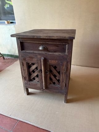 Tavolino da salotto a buffet in teak con cassetto e ante