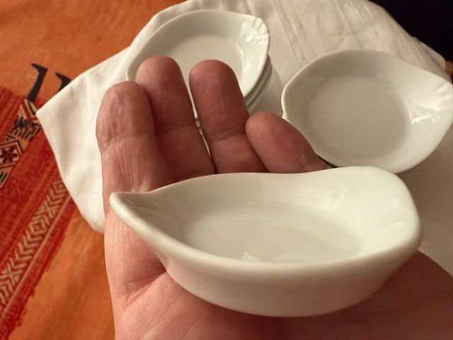 Salseras individuales de porcelana blanca