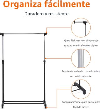 ✨ - Amazon Basics perchero metálico ajustable rued