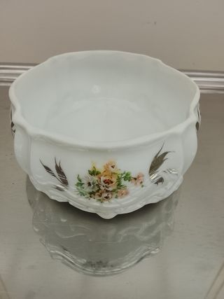 Cenicero Porcelana Floral y Plateado