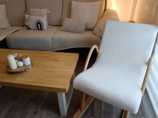 Sillón mecedora Homcom blanco madera