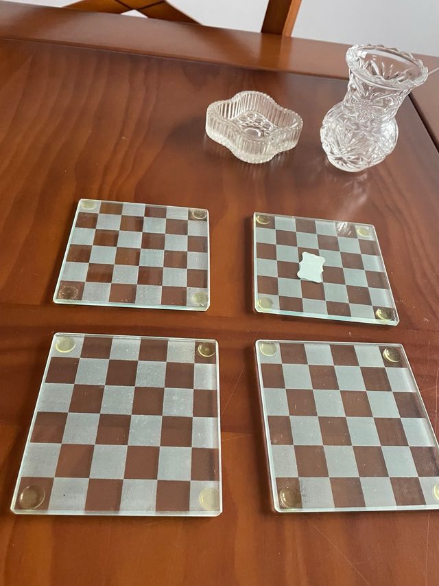 Posavasos de cristal ajedrez