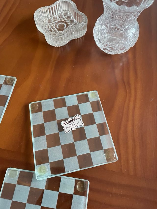 Posavasos de cristal ajedrez
