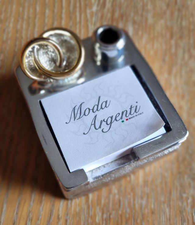 Porta post-it resina argentata con fedi oro