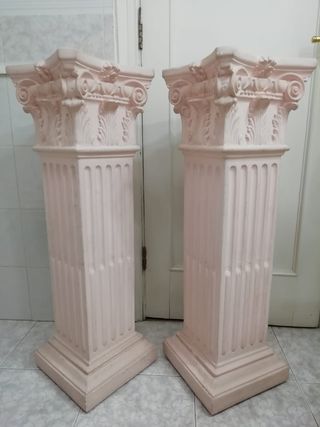 MESA CRISTAL-MOSTRADOR-APARADOR COLUMNAS ESCAYOLA