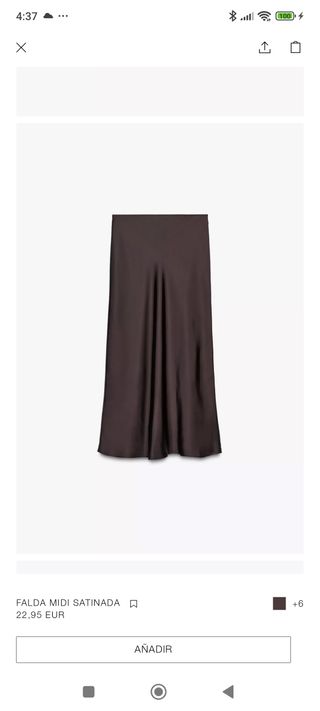 Falda midi satinada Zara morada