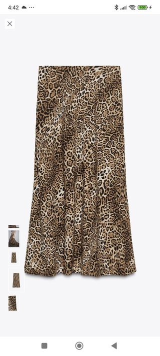 Falda midi satinada Zara morada