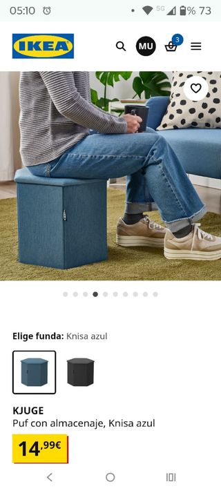 Banqueta almacenaje IKEA KJUGE azul