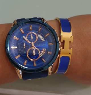 Reloj SKYLINE Azul y Dorado con Brazalete