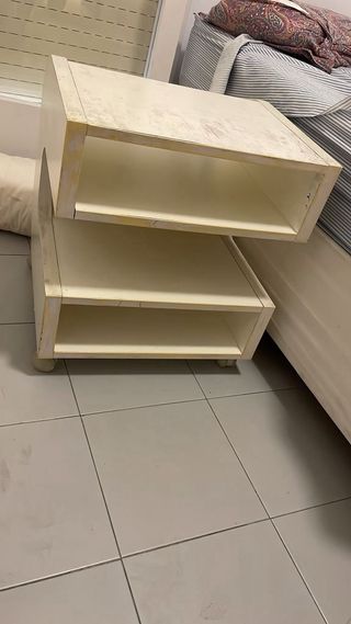 Perchero Blanco Metal + Mesita Noche