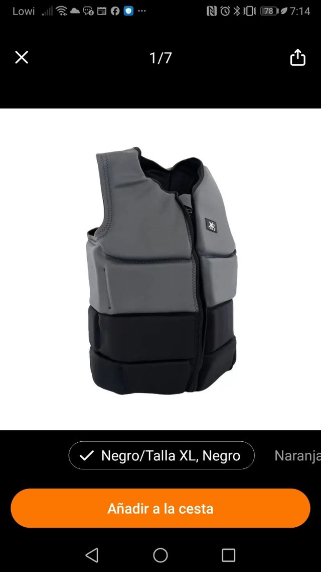 Chaleco salvavidas Negro/Talla XL