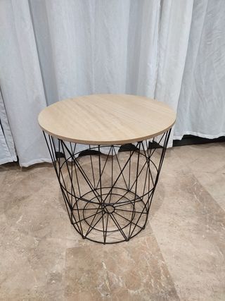 Mesita auxiliar rústica madera y metal